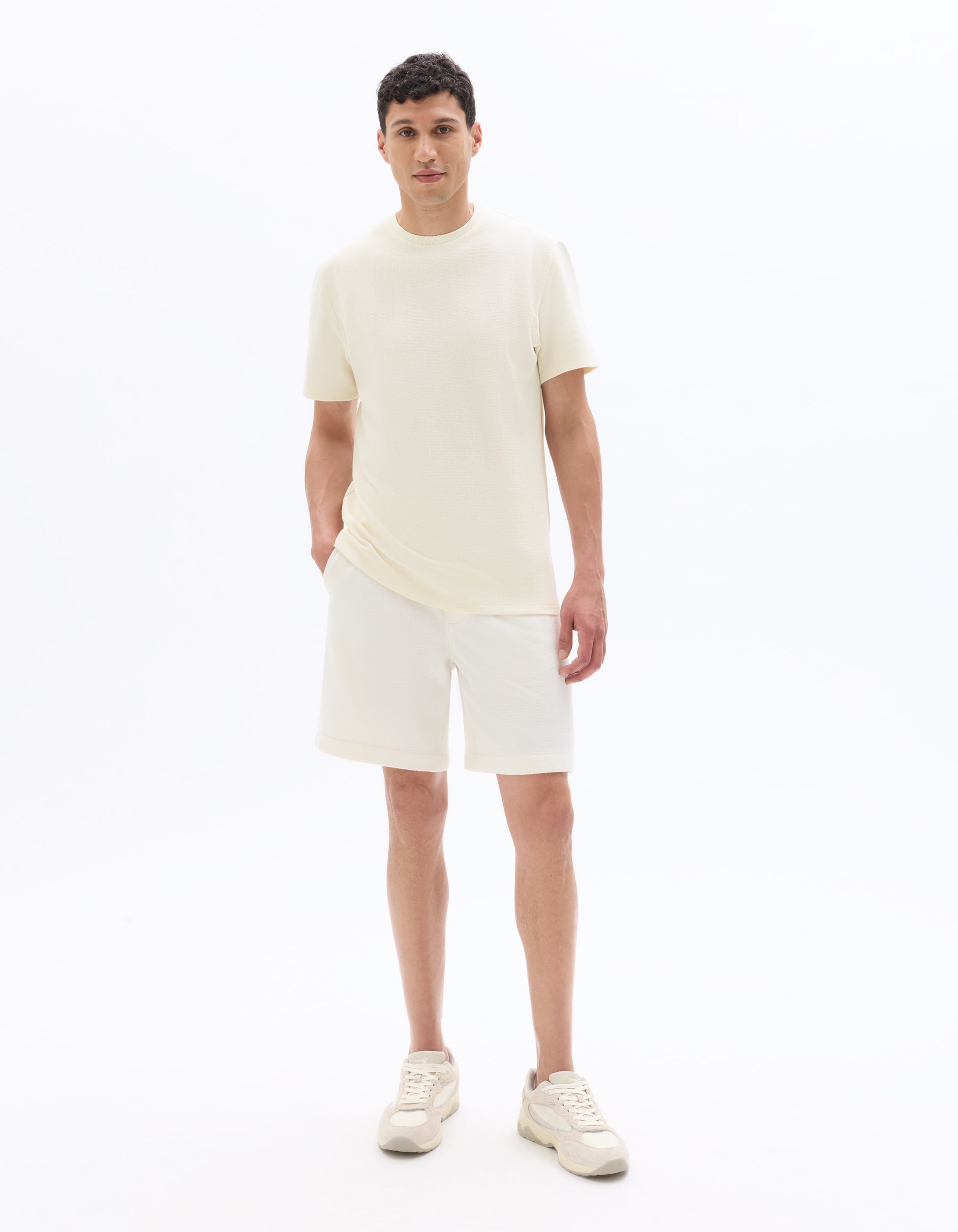Celio Boxy Crew Neck Knit T-shirt - Beige