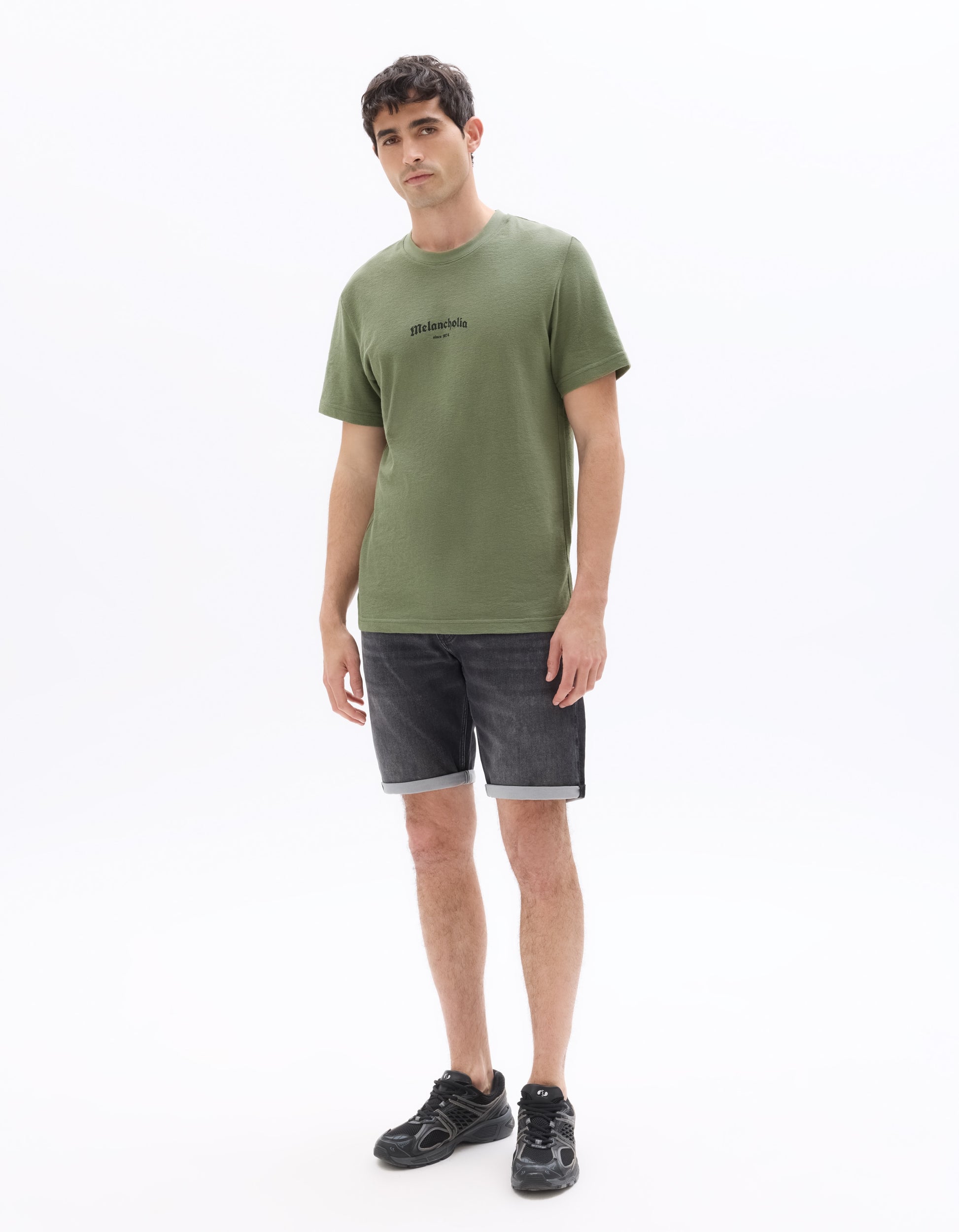 Celio Printed Boxy Crew Neck Cotton Blend T-shirt - Green