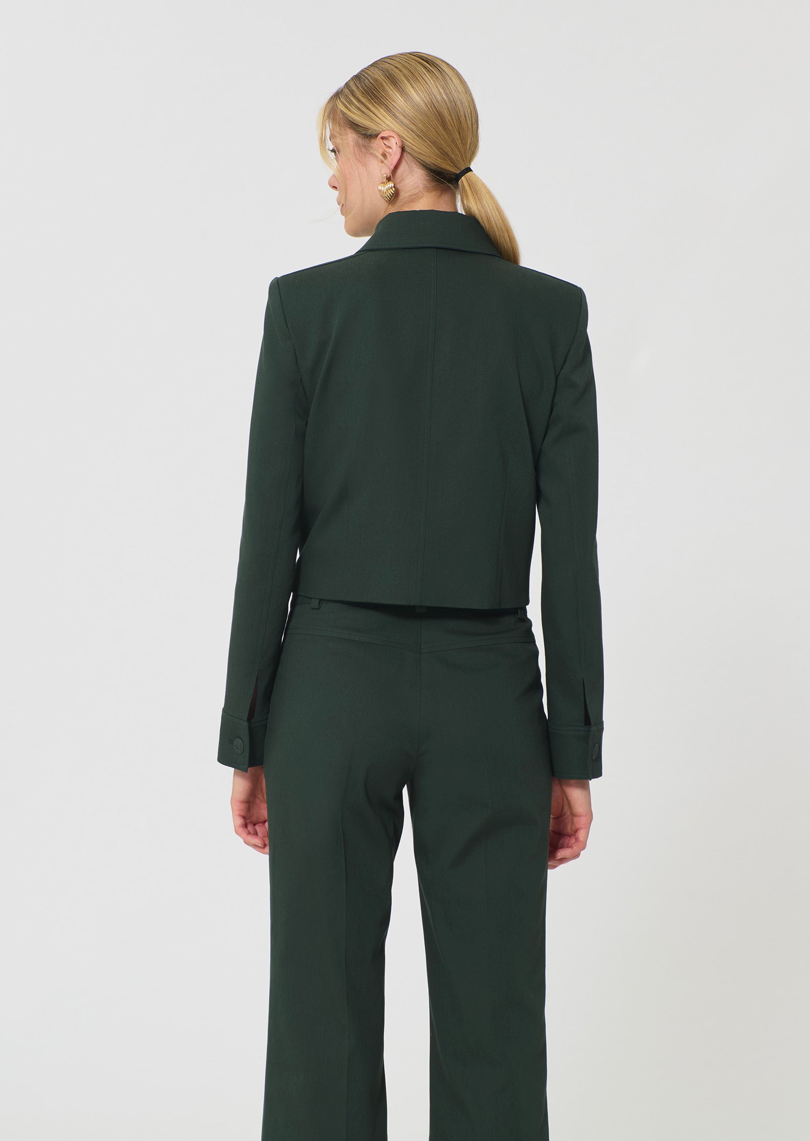 jacket in dark green cotton gabardine