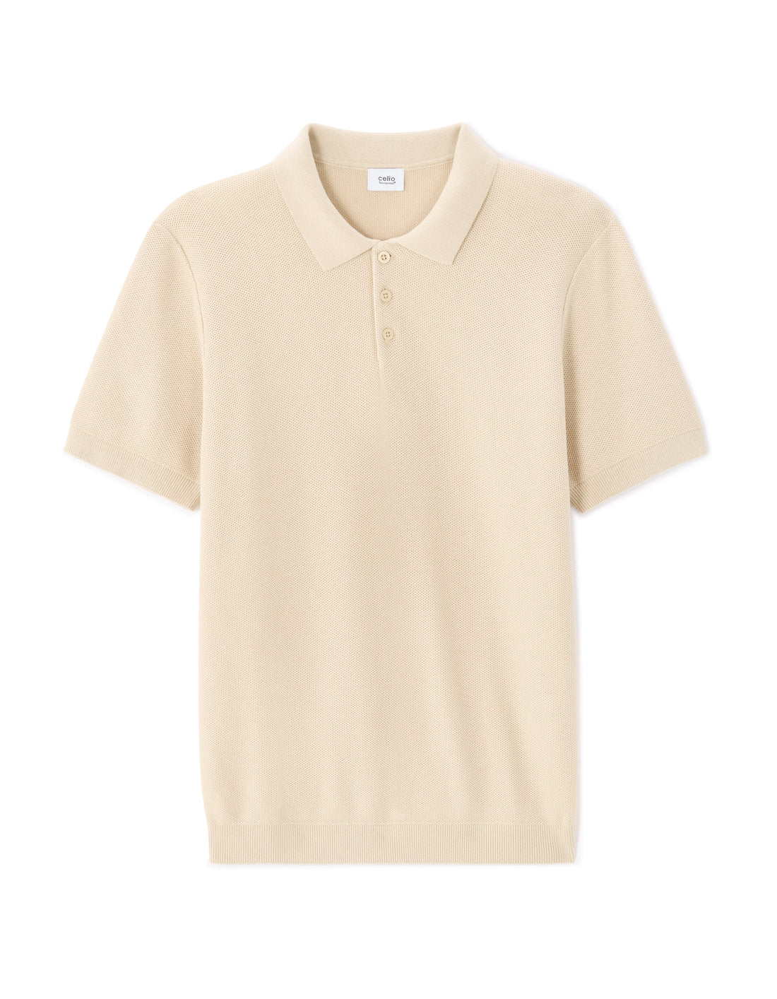 Beige Short Sleeves Polo for Men