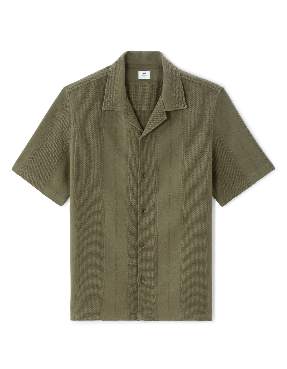 Regular Fit 100% Cotton Jacquard Short-Sleeve Shirt Celio