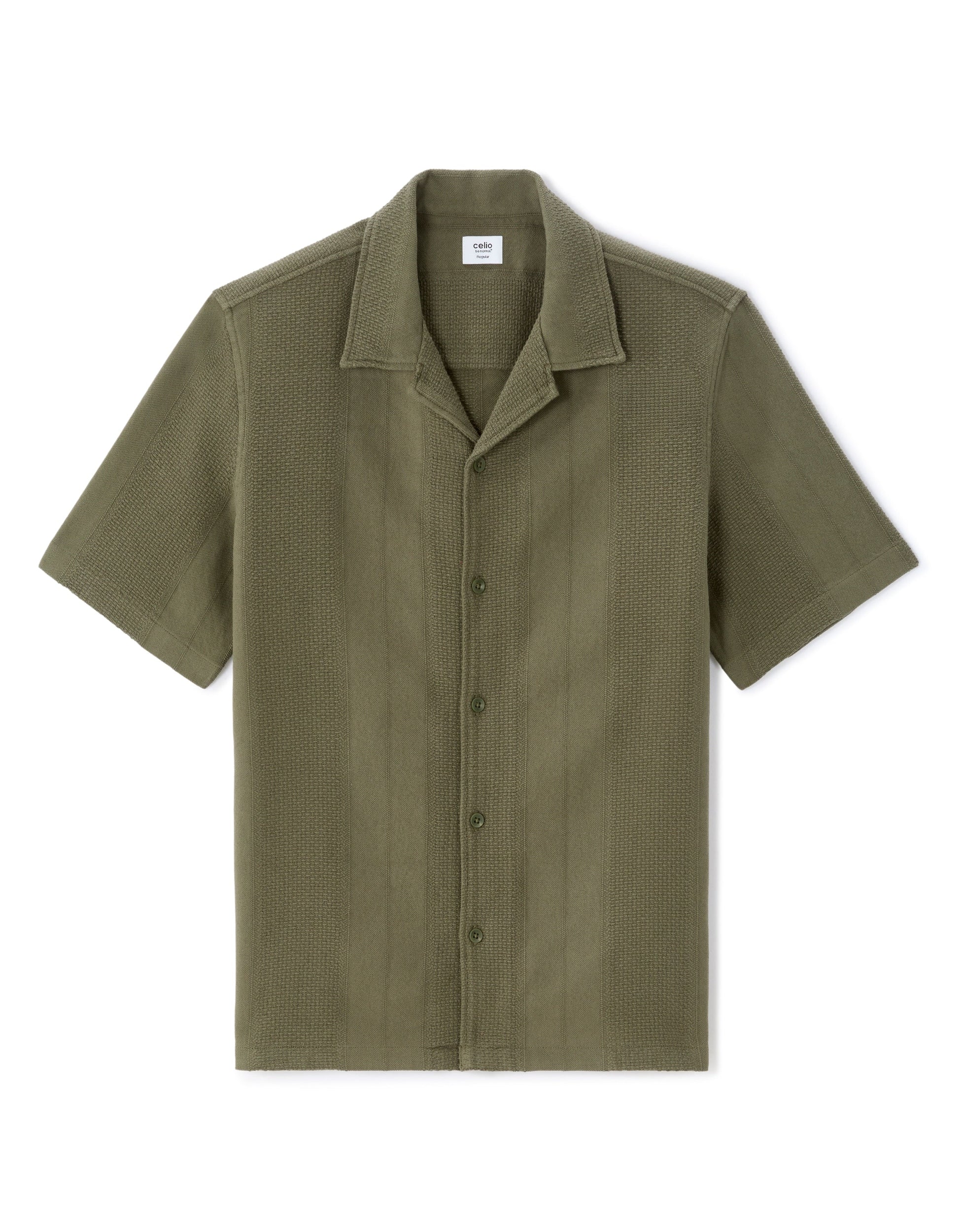 Regular Fit 100% Cotton Jacquard Short-Sleeve Shirt Celio