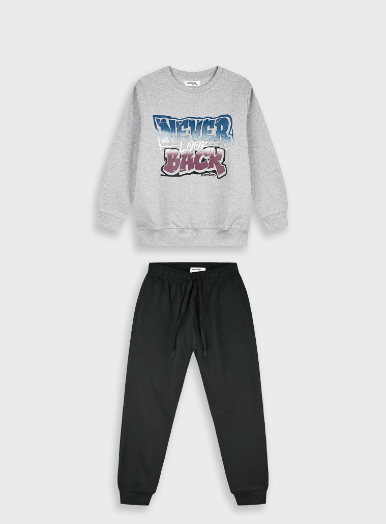 Cotton Blend Boy Tracksuit - Black
