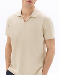 Celio Regular Fit Cuban Collar Cotton Blend Polo - Beige
