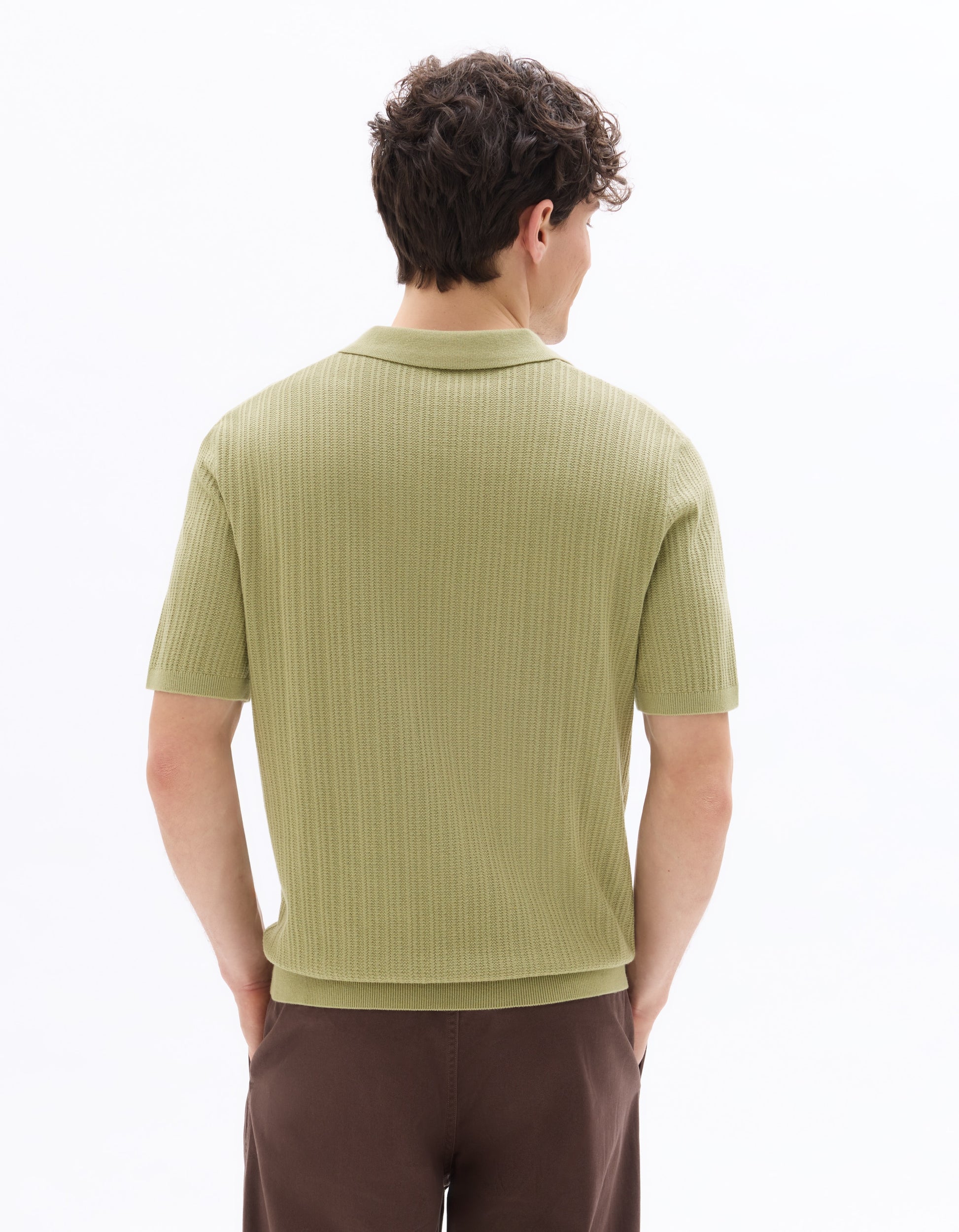 Celio Regular Fit 100% Cotton Knit Polo Shirt - Green