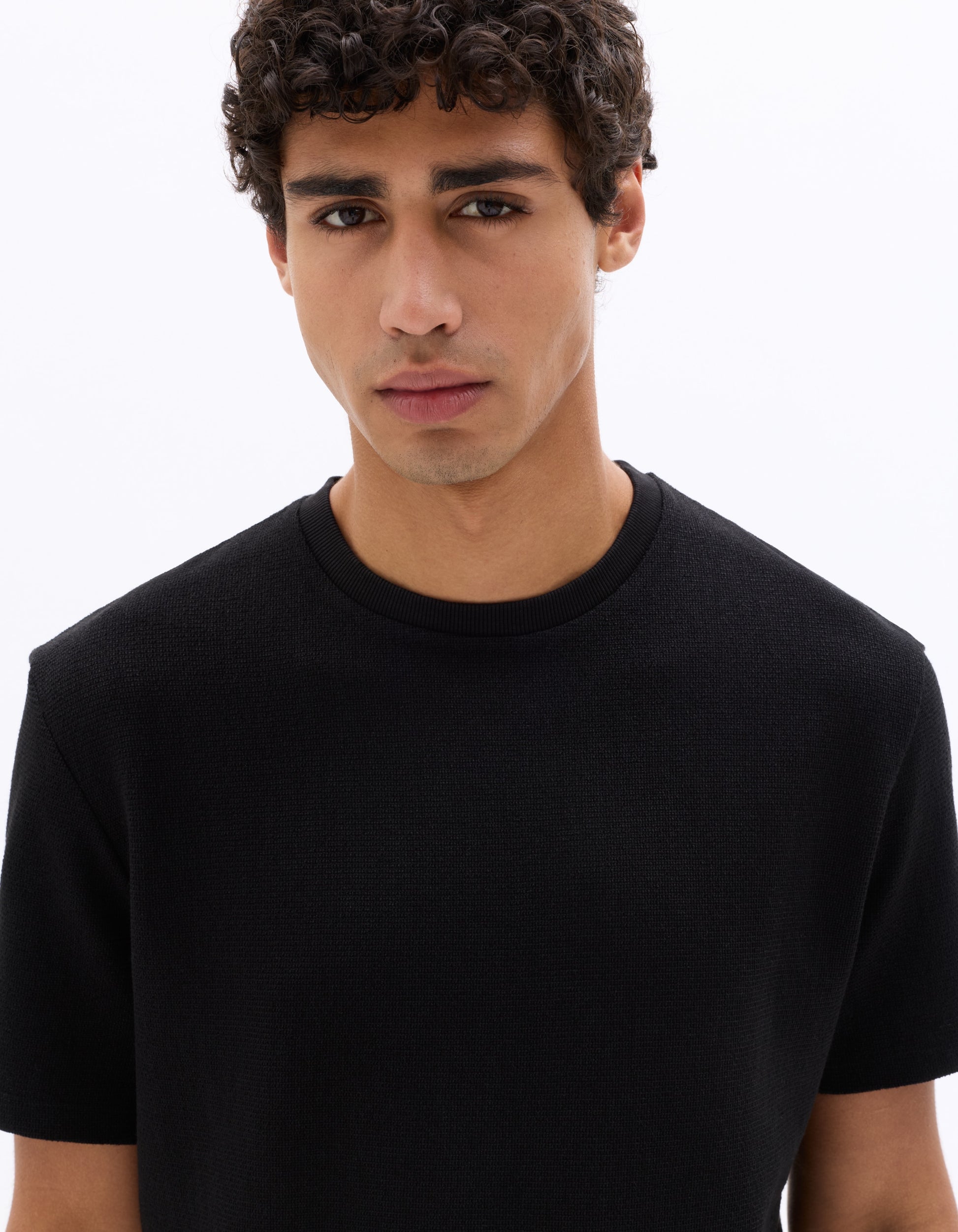 Celio Boxy Crew Neck Knit T-shirt - Black