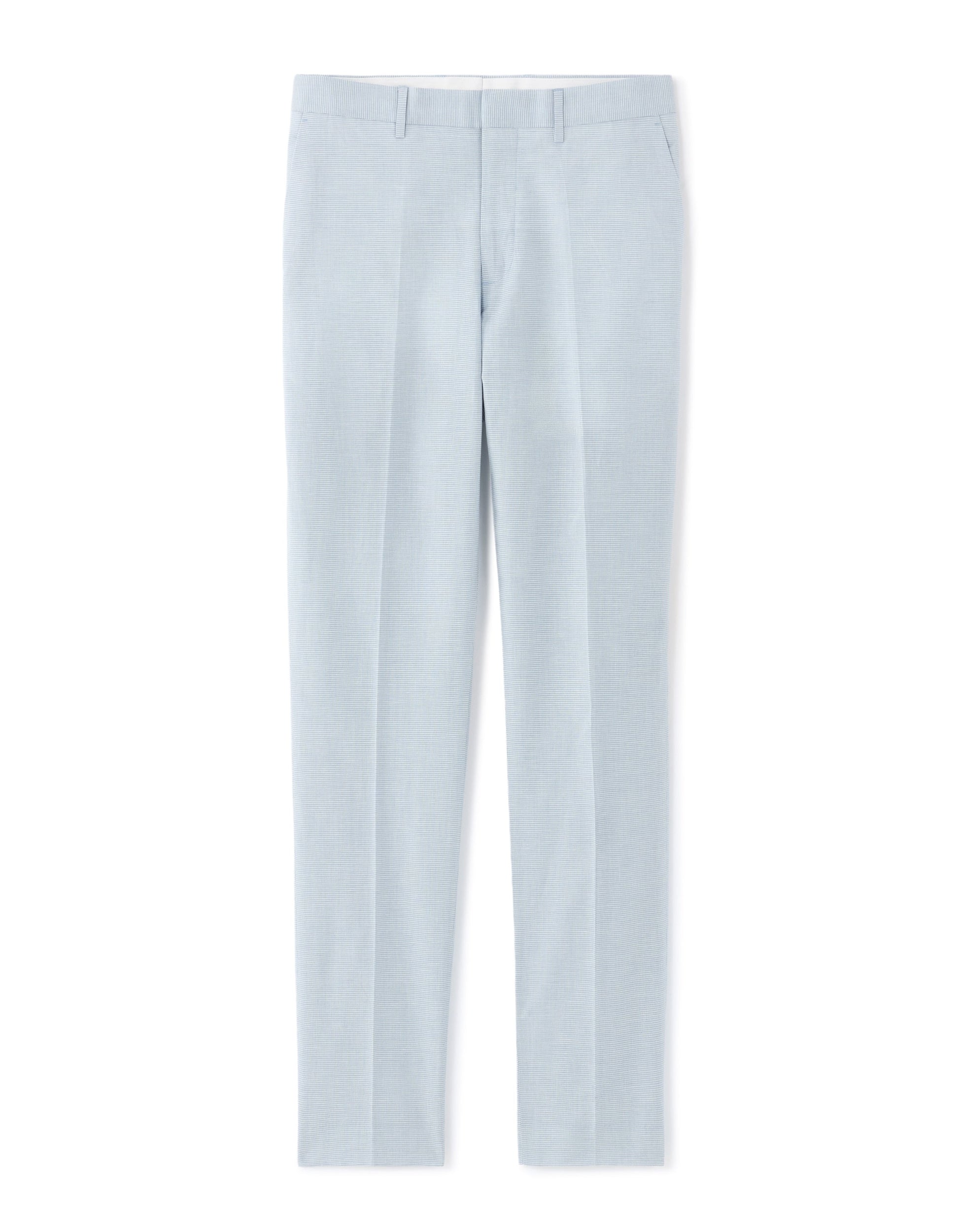 Men's Slim Fit Plaid Cotton Linen Blend Suit Pants Celio