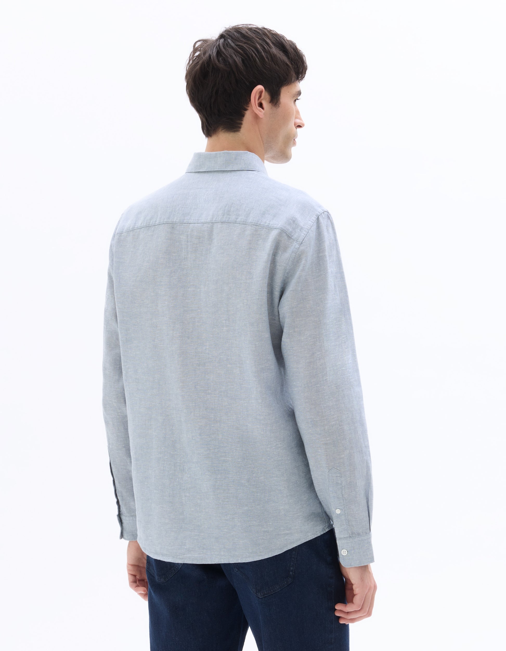 Celio Regular Fit French Collar Linen & Cotton Shirt - Blue