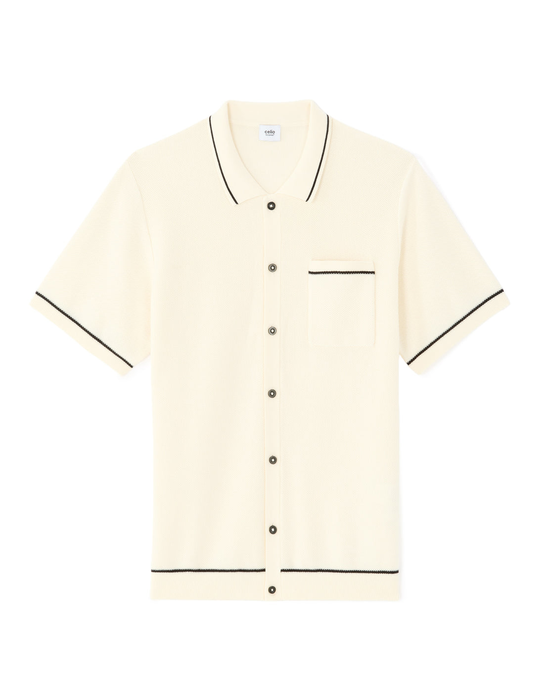 Celio Cotton Short-Sleeved Polo - White