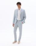 Men's Slim Fit Plaid Cotton Linen Blend Suit Pants Celio