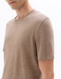 Celio Regular Fit Crew Neck T-shirt - 100% Linen - Beige