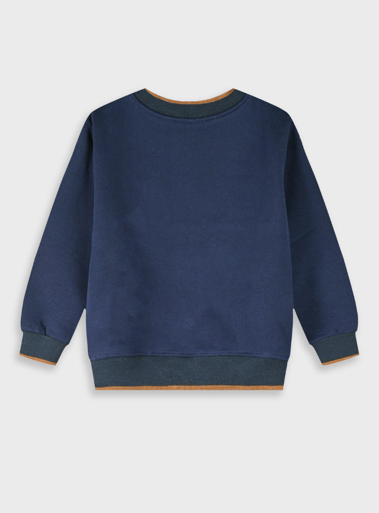 Cotton Blend Boy Blouse Sweatshirt - Navy