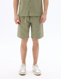 Textured 100% Cotton Khaki Bermuda Shorts Celio