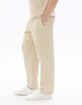 Celio Regular Fit 100% Cotton Ribbed Knit Joggers - Beige