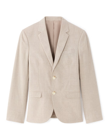 Slim Fit Checked Cotton and Linen Blend Suit Jacket