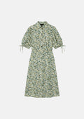 dress in green floral print