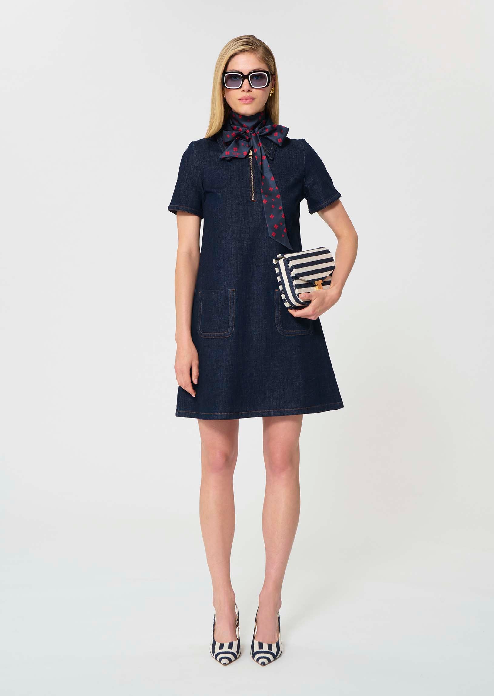 dress in raw denim