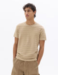 Celio 100% Cotton Regular Fit Textured Knit T-shirt - Beige