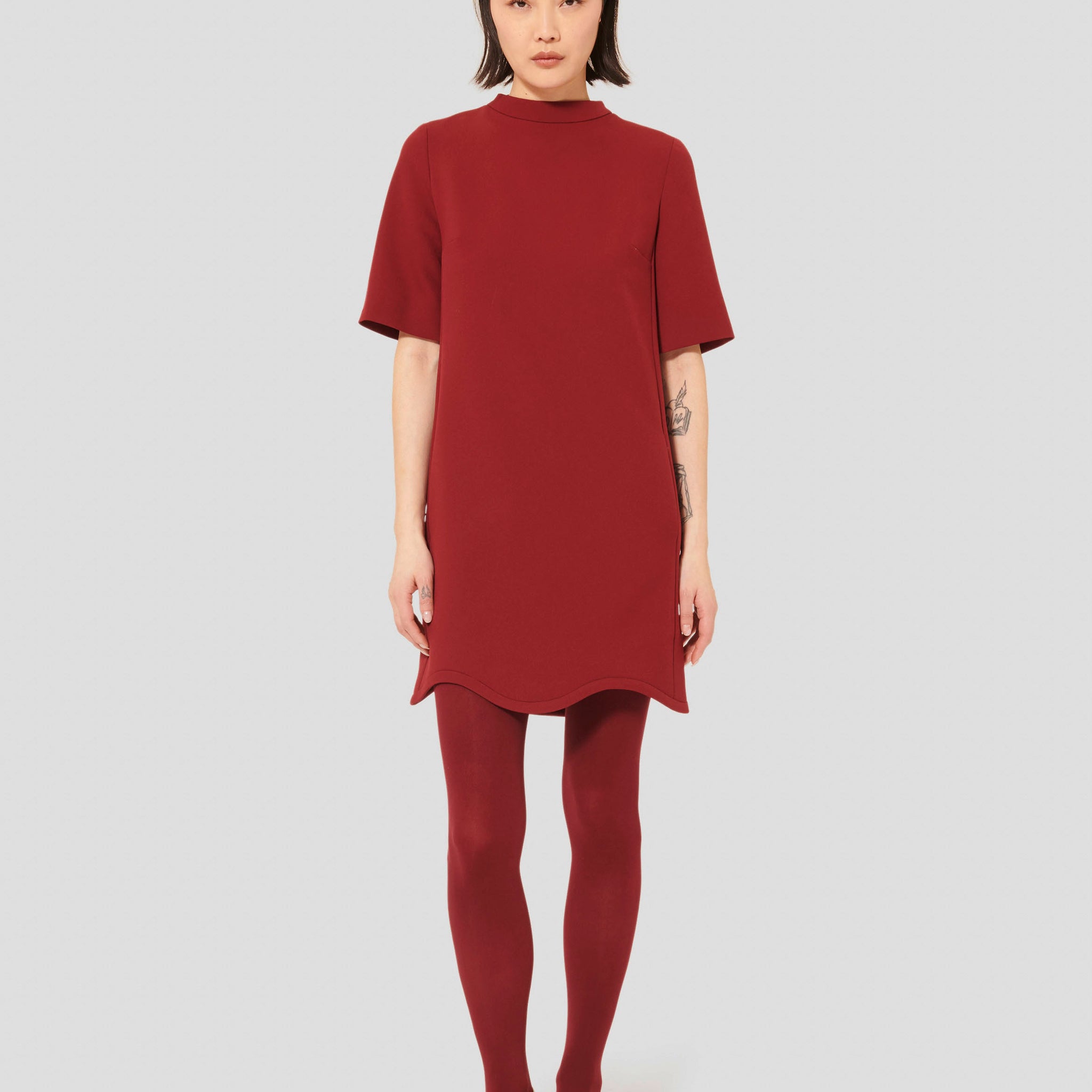 Rayme Burgundy Double Canvas Dress by Tara Jarmon Lebanon