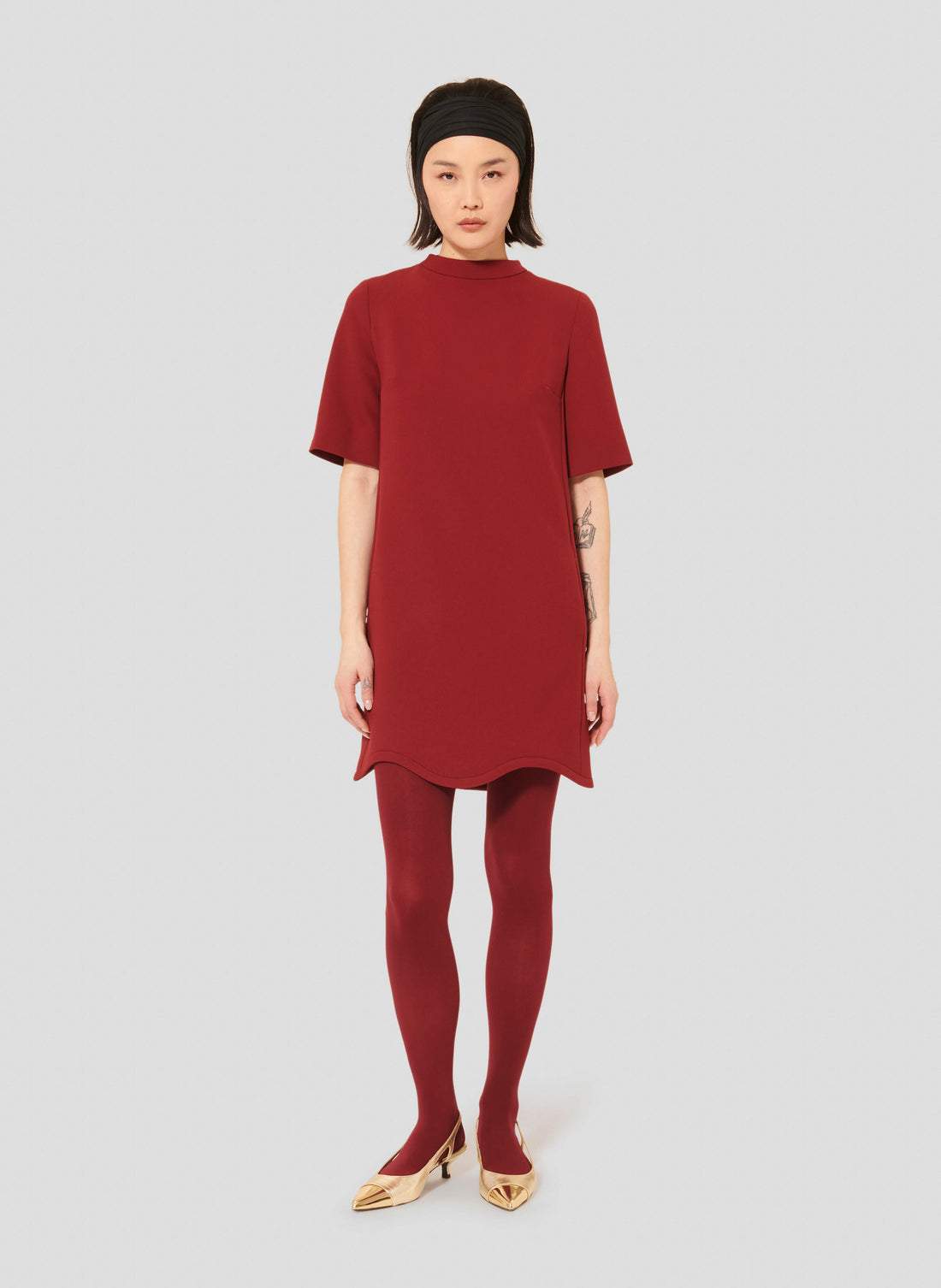 Rayme Burgundy Double Canvas Dress by Tara Jarmon Lebanon