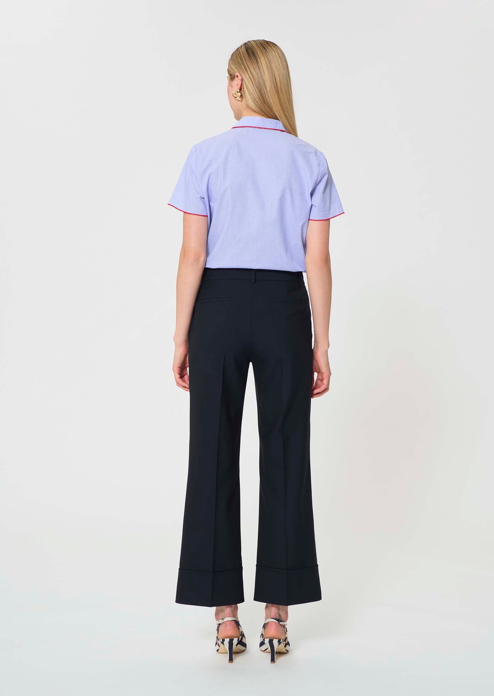 trousers in ecru powder grain canvas
