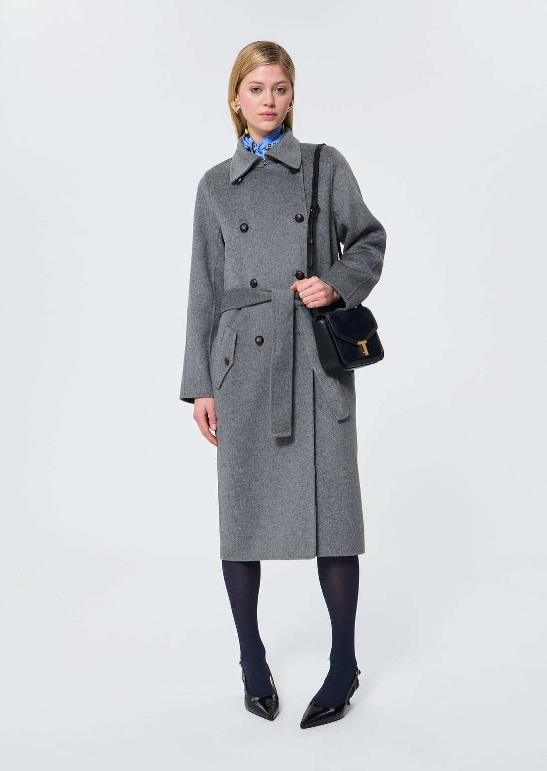 Martino  mottled grey double-sided coat for women