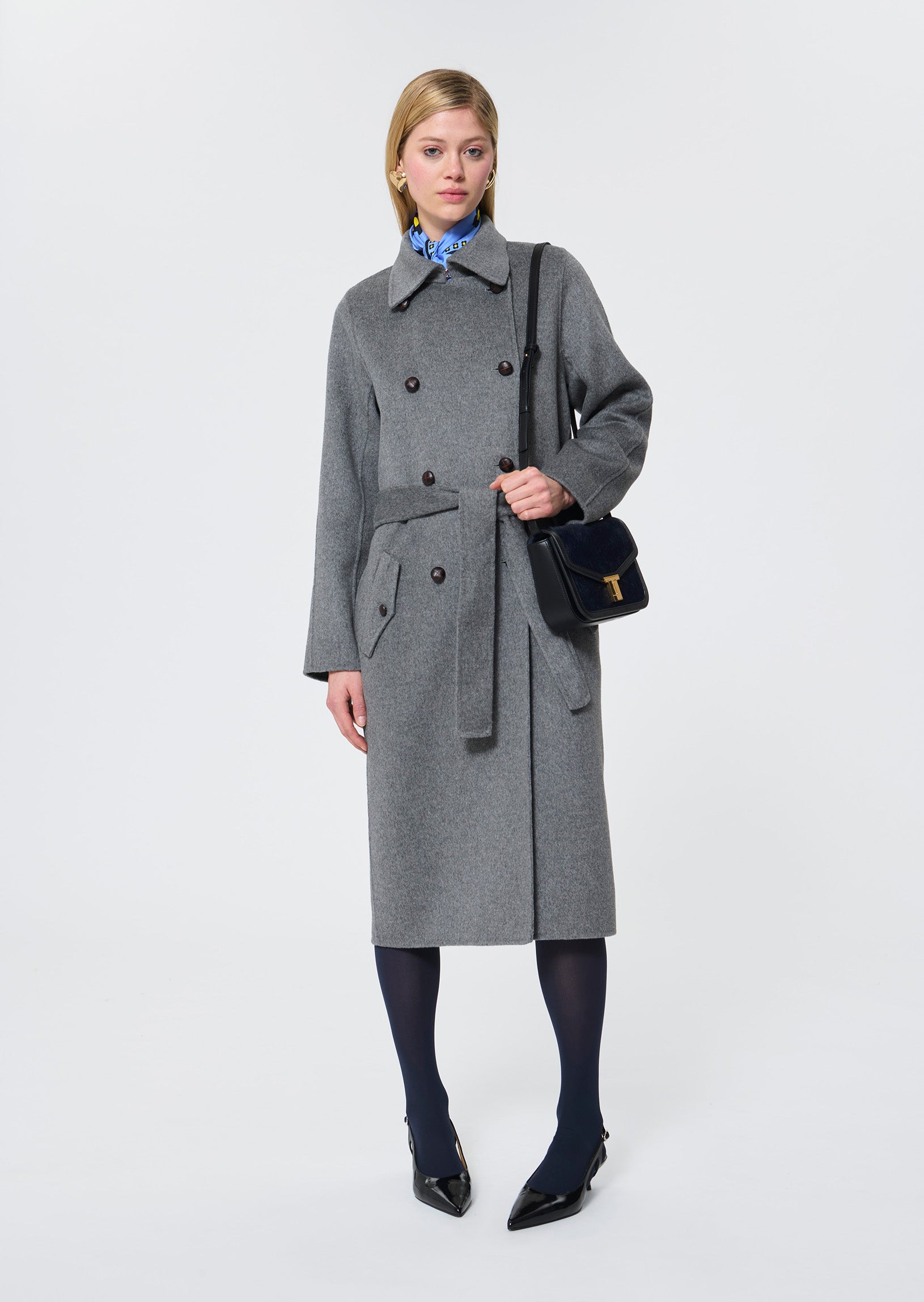 Martino  mottled grey double-sided coat for women