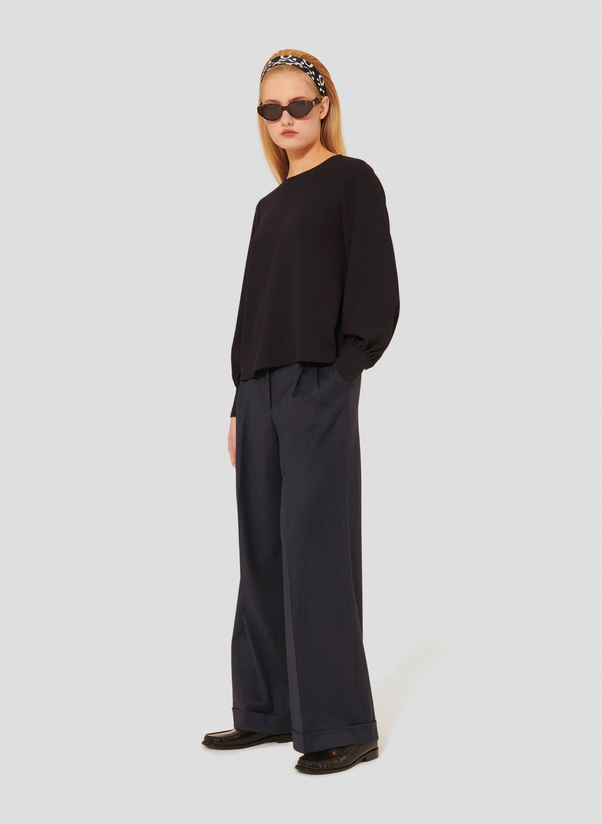 Tacci midnight blue crepe top by Tara Jarmon Lebanon