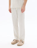 Celio Straight Striped Pants - Beige