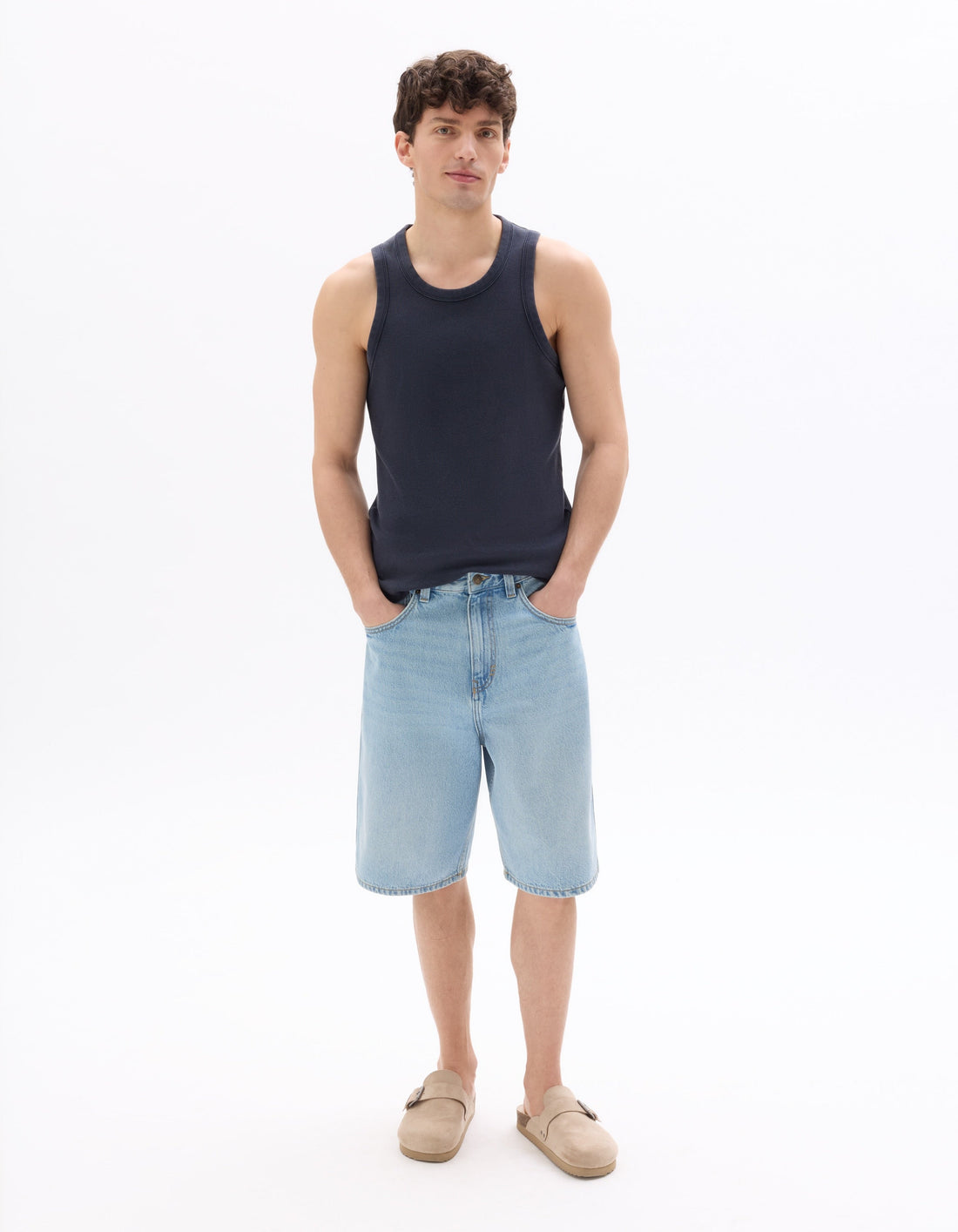 Slim Fit Washed Ribbed Stretch Cotton Tank Top Celio