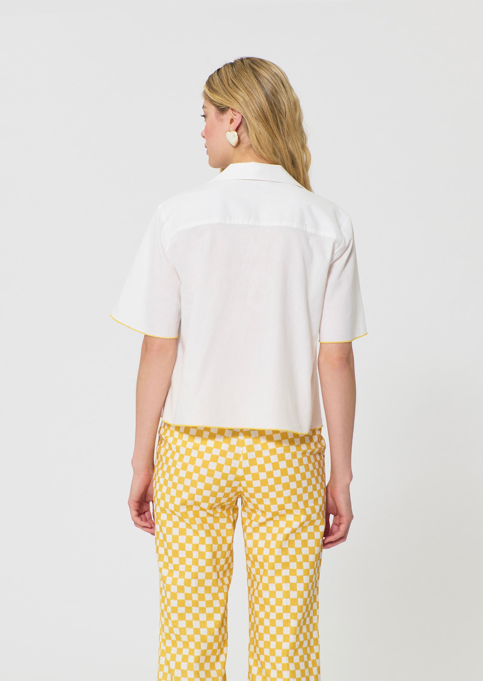 shirt in ecru ribbed cotton