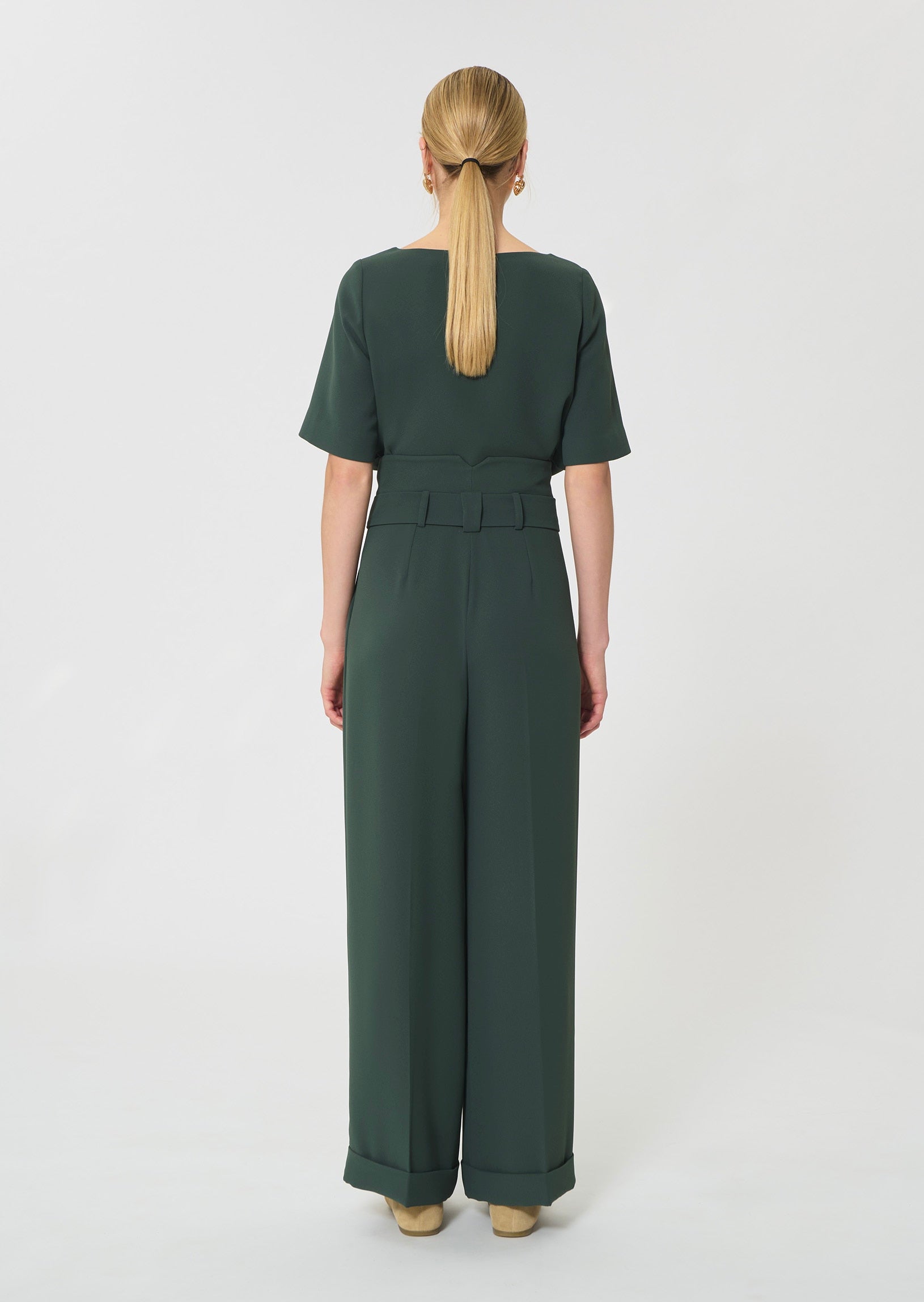 trousers in yellow in fluid crepe