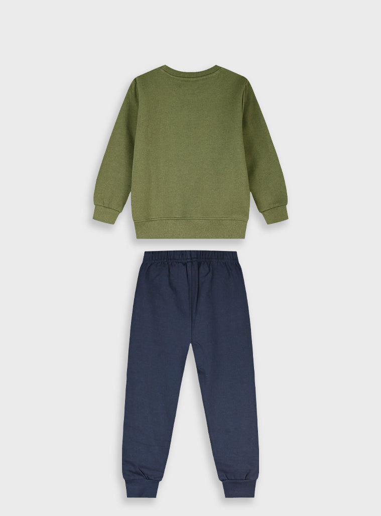 Cotton Blend Boy Tracksuit - Navy