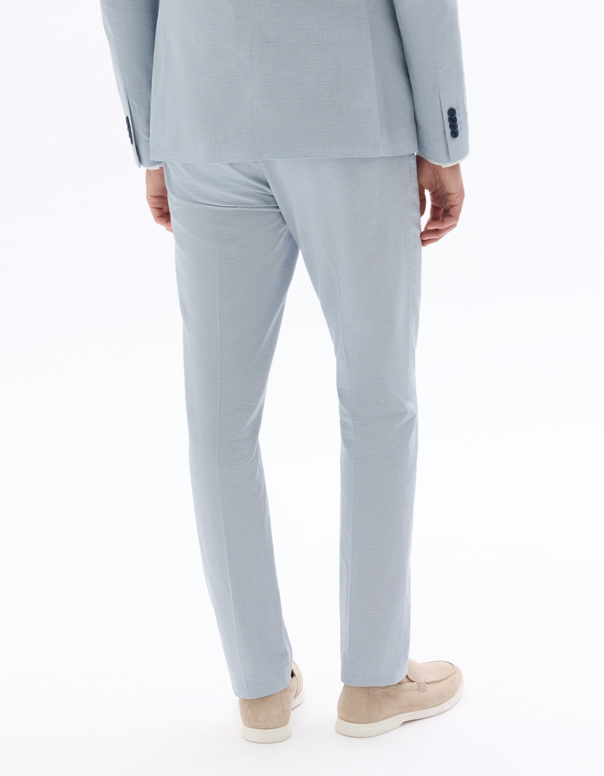 Men's Slim Fit Plaid Cotton Linen Blend Suit Pants Celio