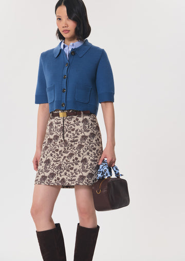 Genny cardigan in denim blue wool by Tara Jarmon