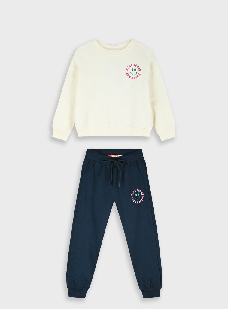 Cotton Girl Set - Navy