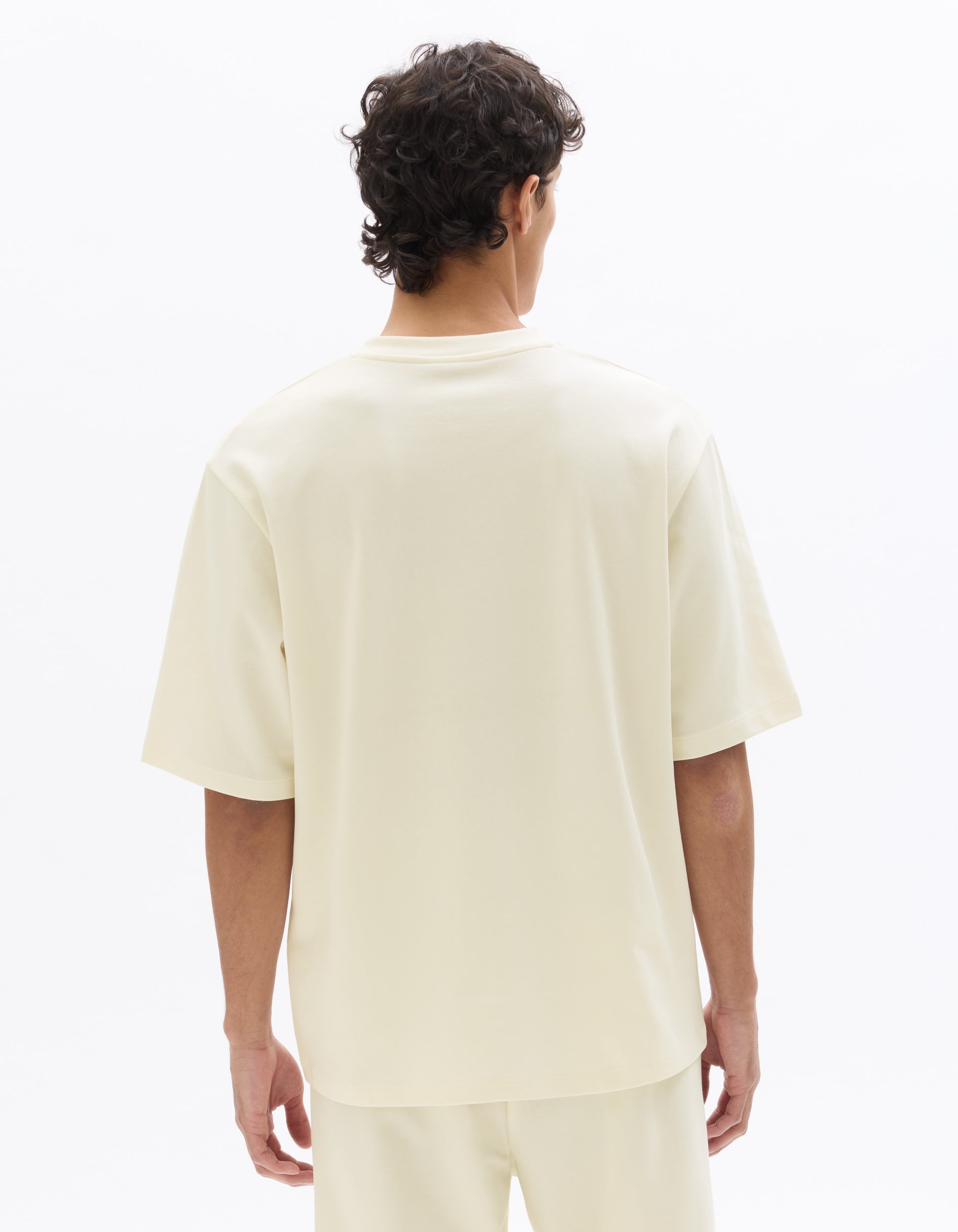 Celio White Oversized V-Neck Interlock T-Shirt with 07 Embroidery - White