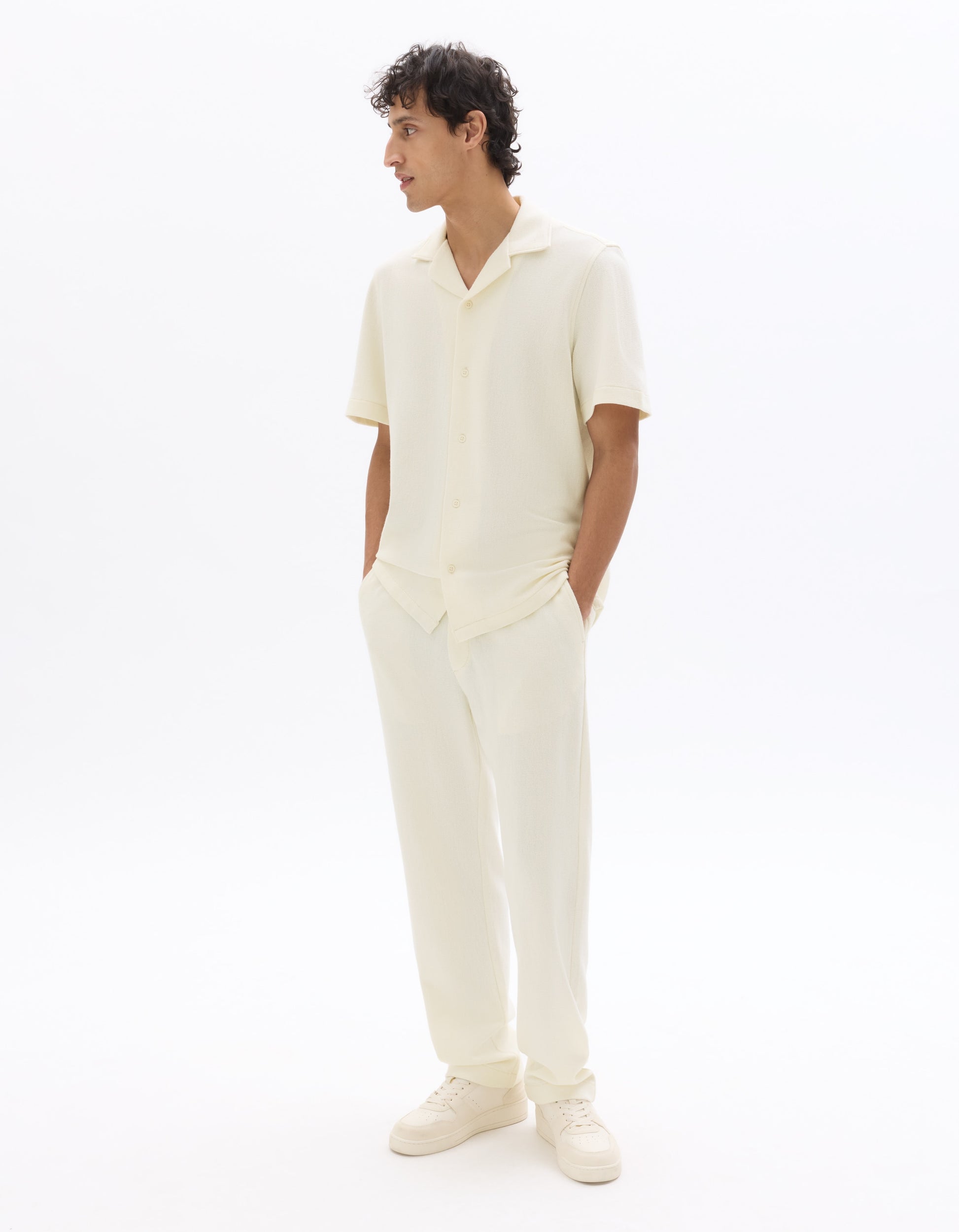 Celio Relaxed Textured Knit Pants - Beige