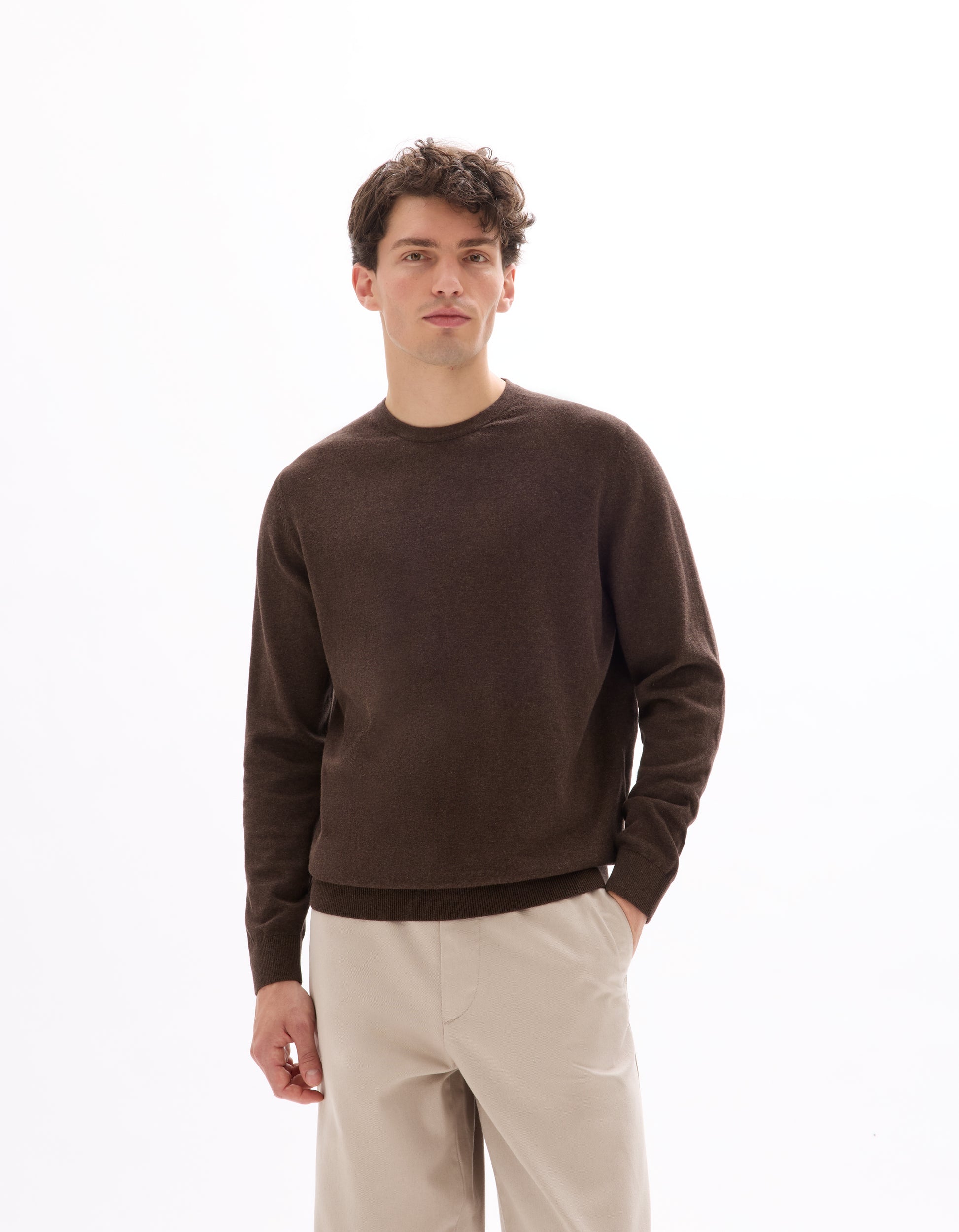 Dark Brown Crew Neck Jumper - Celio Lebanon