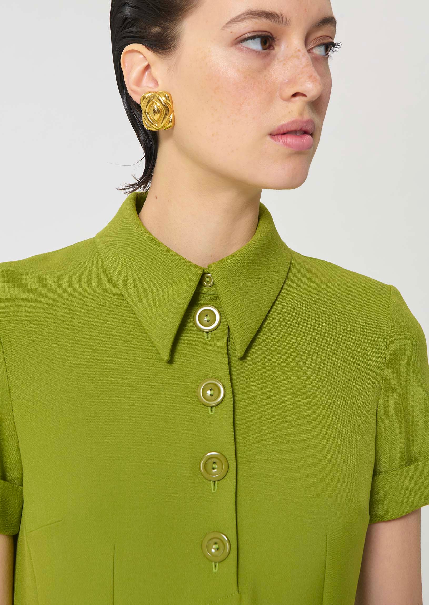 dress in green double canvas