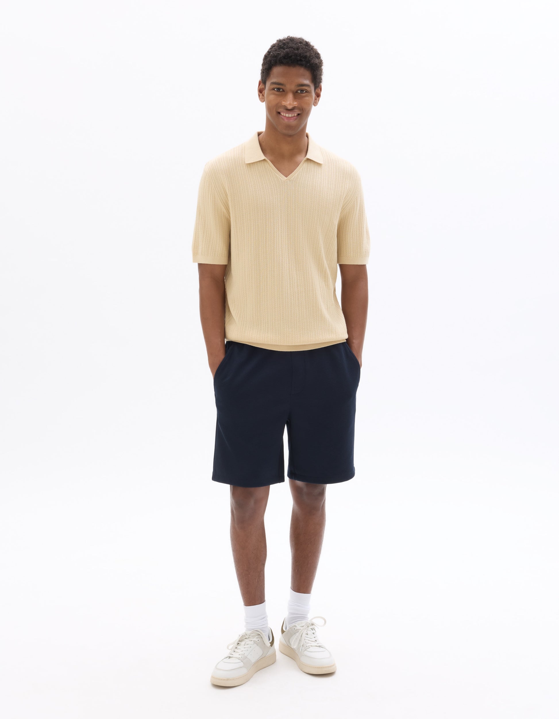 Celio Pique knit Bermuda shorts - Navy