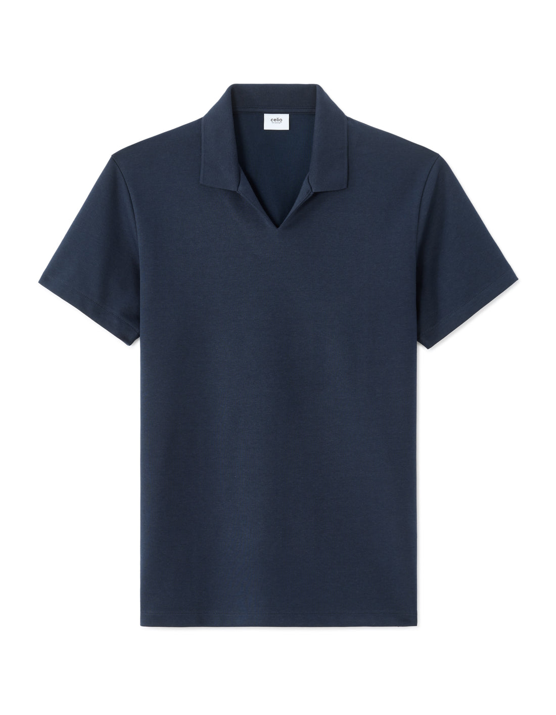 Celio Regular Fit Cuban Collar Cotton Blend Polo - Navy