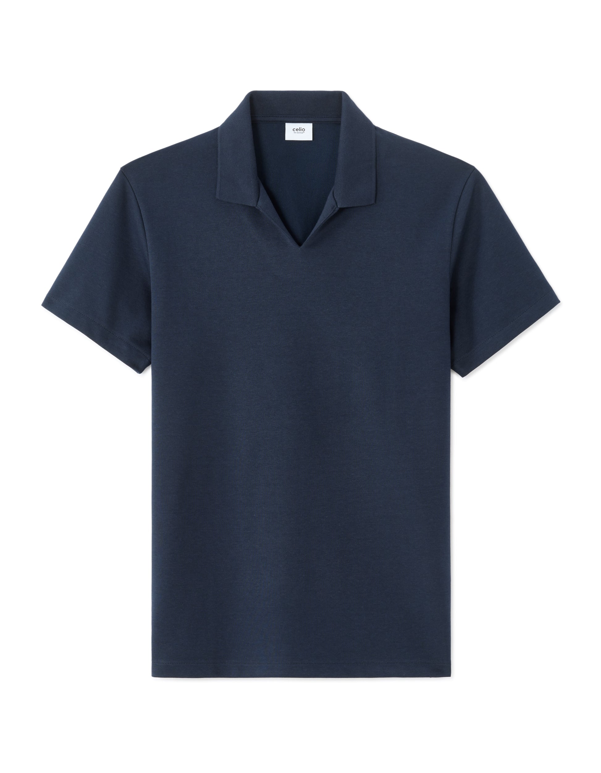 Celio Regular Fit Cuban Collar Cotton Blend Polo - Navy