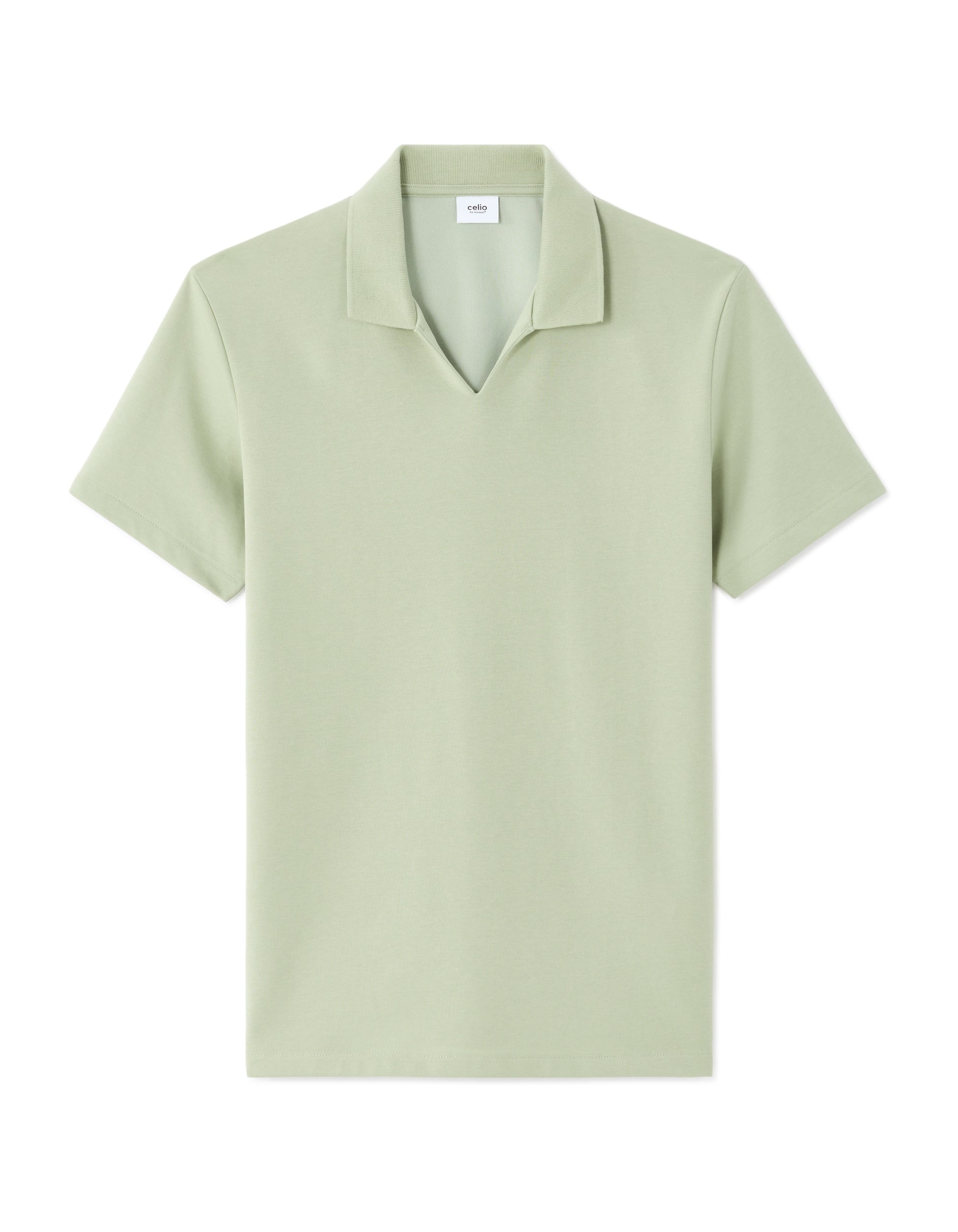 Celio Regular Fit Cuban Collar Cotton Blend Polo - Green