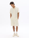 Celio Textured Regular Fit Short-Sleeved Shirt - Beige