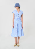 dress in sky blue striped poplin