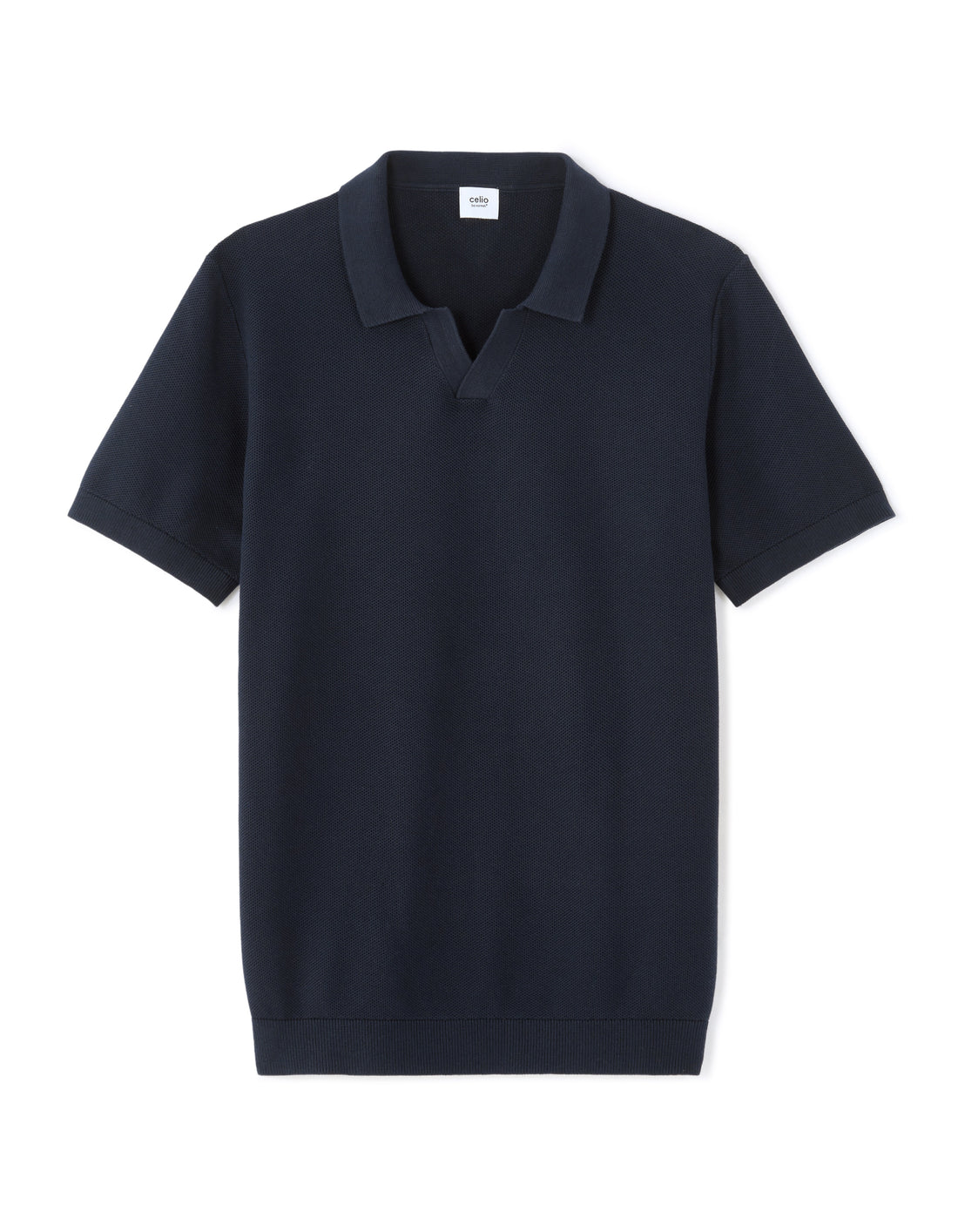 Celio Regular Fit Pique Polo, 100% Cotton Knit - Navy