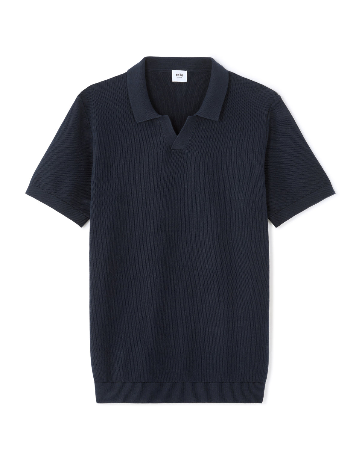 Celio Regular Fit Pique Polo, 100% Cotton Knit - Navy