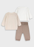  Brown 3 Pcs.Infant'S Set(Cardigan,Blouse,Trousers) For Boy