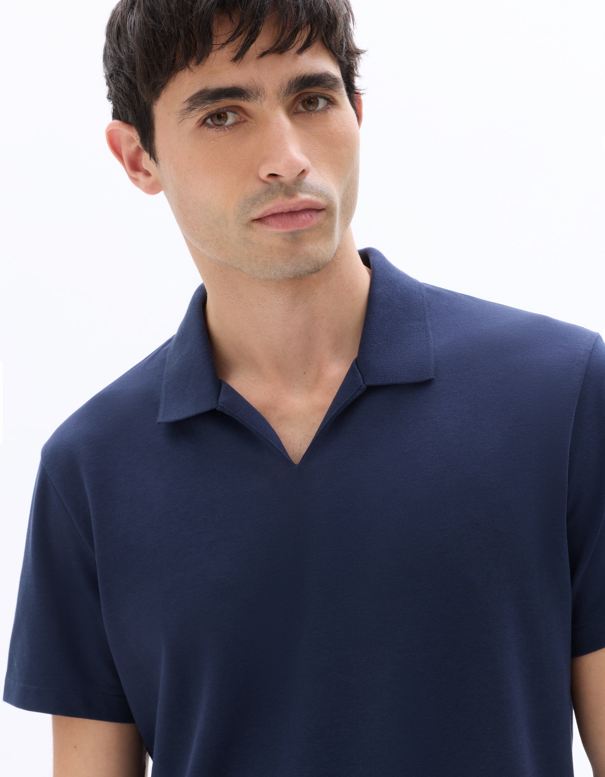 Celio Regular Fit Cuban Collar Cotton Blend Polo - Navy
